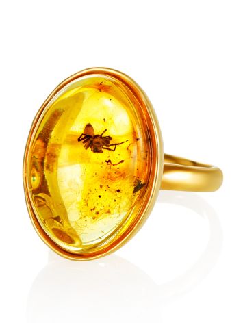 Alluring Natural Amber With Fossil Spider Cocktail Ring The Clio, Ring Size: Adjustable, image , picture 4