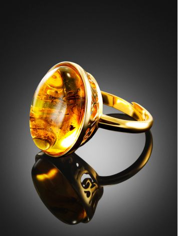 Alluring Natural Amber With Fossil Spider Cocktail Ring The Clio, Ring Size: Adjustable, image , picture 3