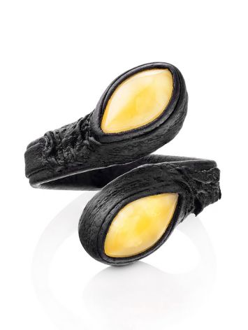 Leather Amber Adjustable Ring The Nefertiti, image , picture 4