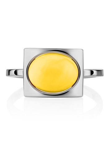 Stylish Silver Ring With Honey Amber The Saturn, Ring Size: 6 / 16.5, image , picture 3