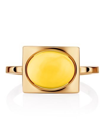 Geometric Amber Ring In Gold The Saturn, Ring Size: 8.5 / 18.5, image , picture 3