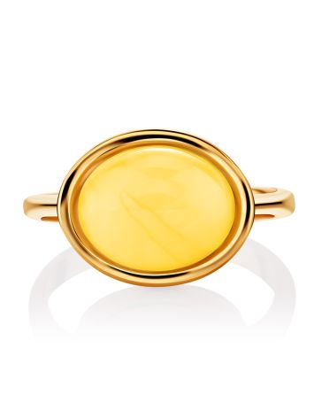 Lovely Golden Ring With White Amber The Amigo, Ring Size: 6 / 16.5, image , picture 3