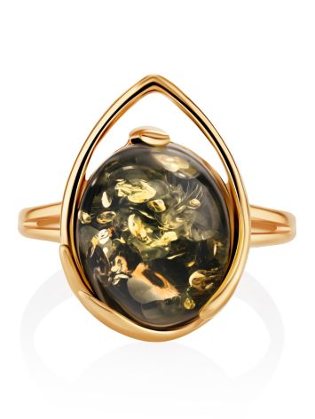 Golden Ring With Amber Centerpiece, Ring Size: 6 / 16.5, image , picture 3