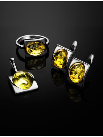 Luminous Lemon Amber Ring In Sterling Silver The Saturn, Ring Size: 6 / 16.5, image , picture 5
