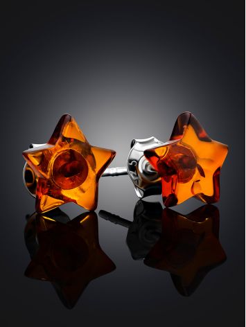 Cute Amber Star-Shaped Stud Earring, image , picture 2