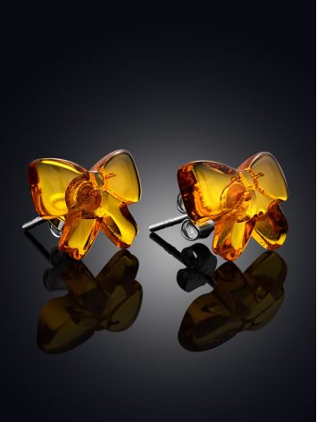 Chic Bow Motif Amber Stud Earrings, image , picture 2