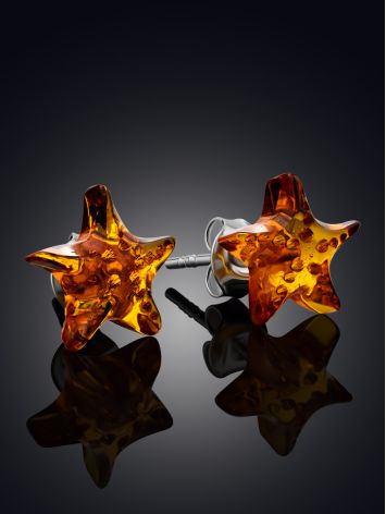 Chic Amber Star-Shaped Earrings, image , picture 2