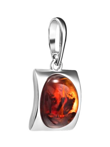Geometric Silver Pendant With Cherry Amber The Saturn, image , picture 4