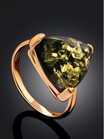 Bright Amber Ring In Gold-Plated Silver The Etude, Ring Size: 12 / 21.5, image , picture 2