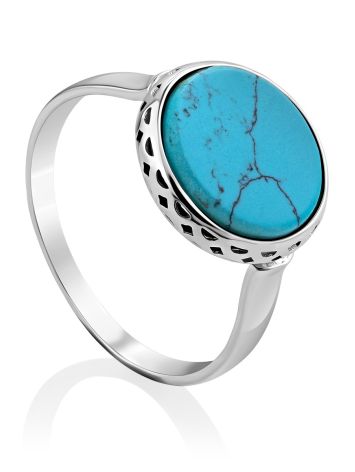 Chic Silver Turquoise Ring, Ring Size: 6.5 / 17, image 