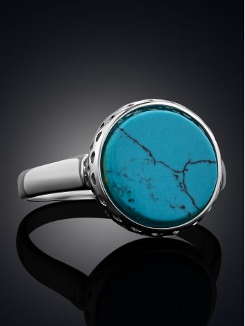 Chic Silver Turquoise Ring, Ring Size: 6.5 / 17, image , picture 2