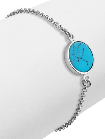 Tree Of Life Silver Turquoise Chain Bracelet, image , picture 4