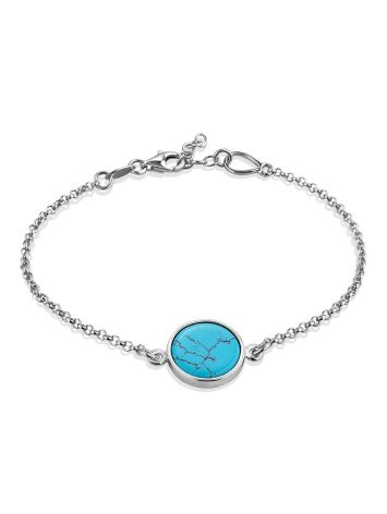 Tree Of Life Silver Turquoise Chain Bracelet, image 
