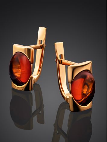 Geometric Amber In Gold Earrings The Rondo, image , picture 2