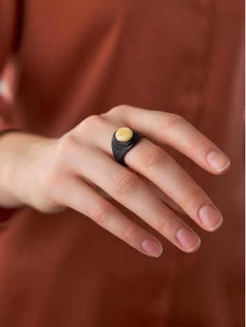 Honey Amber Leather Ring The Nefertiti, Ring Size: Adjustable, image , picture 5