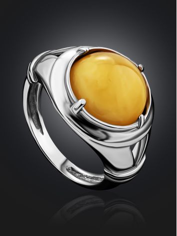 Bright Honey Amber Men's Ring In Sterling Silver The Cesar, Ring Size: / 23, image , picture 2