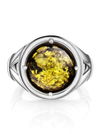 Bold Green Amber Men's Ring In Sterling Silver The Cesar, Ring Size: / 23, image , picture 4