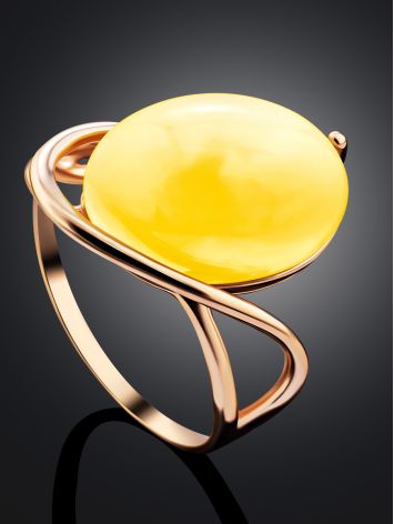 Oval Cut Amber Ring In Gold-Plated Silver The Sigma, Ring Size: 6 / 16.5, image , picture 2