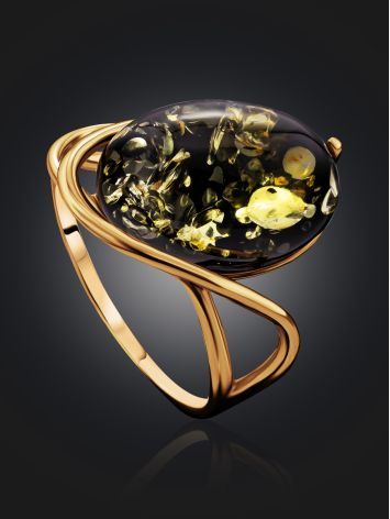 Wonderful Amber Ring In Gold-Plated Silver The Sigma, Ring Size: 12 / 21.5, image , picture 2