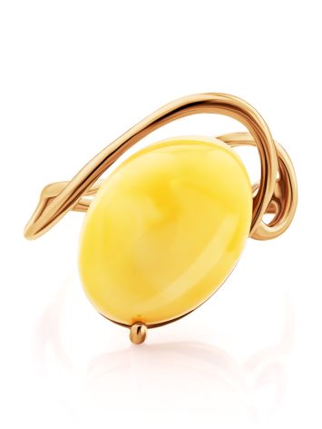 Oval Cut Amber Ring In Gold-Plated Silver The Sigma, Ring Size: 6 / 16.5, image , picture 4
