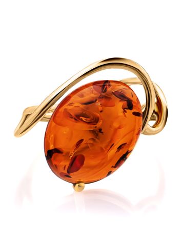 Elegant Gold-Plated Ring With Cognac Amber The Sigma, Ring Size: 6 / 16.5, image , picture 4
