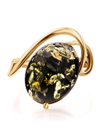 Wonderful Amber Ring In Gold-Plated Silver The Sigma, Ring Size: 12 / 21.5, image , picture 4