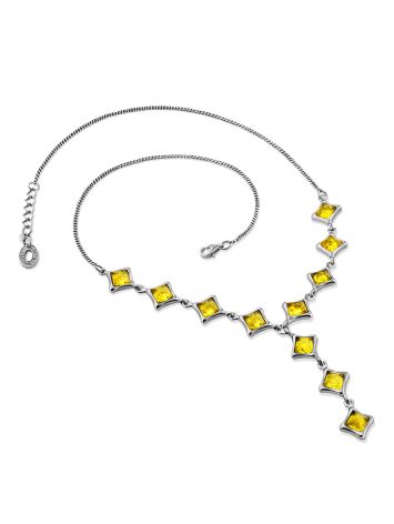 Gorgeous Natural Amber Necklace In Sterling Silver, Length: 46, image , picture 4