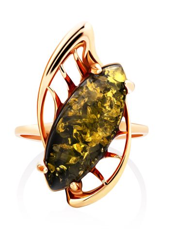 Gold-Plated Cocktail Ring With Green Amber The Tropicana, Ring Size: 12 / 21.5, image , picture 4