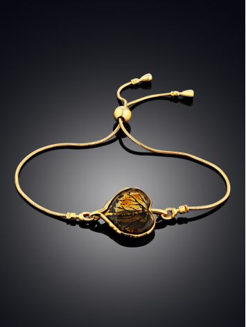 Leaf Motif Gilded Silver Amber Slider Bracelet, Length: 21, image , picture 2