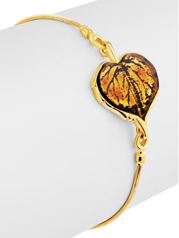 Leaf Motif Gilded Silver Amber Slider Bracelet, Length: 21, image , picture 3