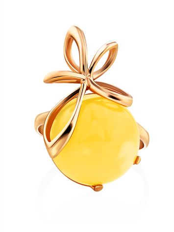 Gold Plated Silver Ring With Honey Amber The Cherry, Ring Size: 12 / 21.5, image , picture 3
