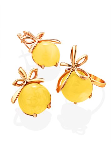 Gold Plated Silver Ring With Honey Amber The Cherry, Ring Size: 8 / 18, image , picture 4