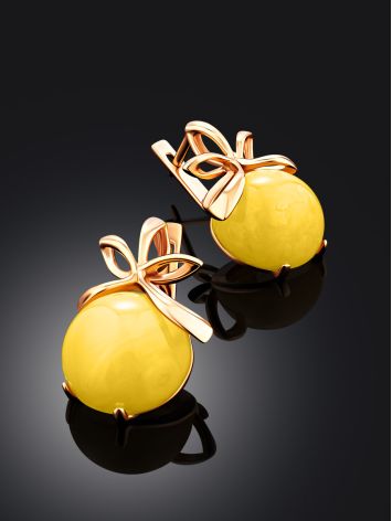 Exquisite Gold Plated Silver Amber Earrings The Cherry, image , picture 2