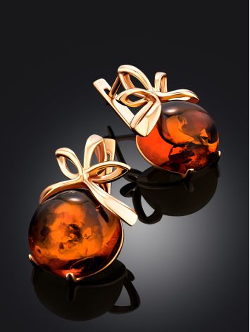 Chic Gold Plated Silver Amber Earrings The Cherry, image , picture 2
