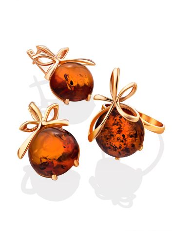 Chic Gold Plated Silver Amber Earrings The Cherry, image , picture 4
