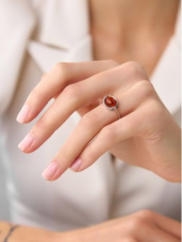 Lovely Cognac Amber Ring In Sterling Silver The Amigo, Ring Size: 6.5 / 17, image , picture 3