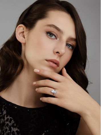 Silver Ring With Marquise Cut Topaz, Ring Size: 4 / 15, image , picture 3