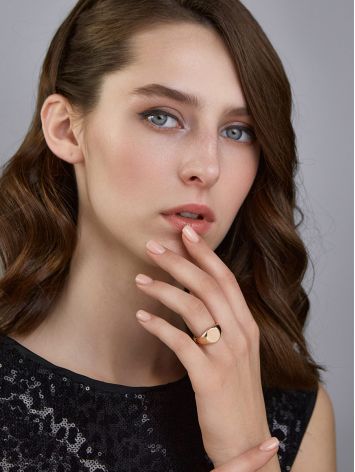 Trendy Rose Plated Silver Signet Ring The ICONIC, Ring Size: Adjustable, image , picture 4