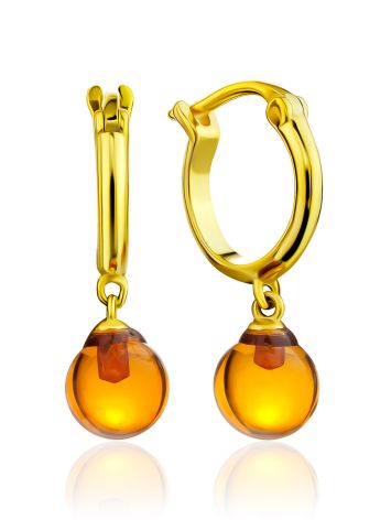 Gilded Silver Hoop Earrings With Amber Dangles The Palazzo, image 