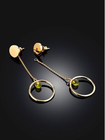 Chic Rose Gold-Plated Silver Chain Earrings With Amber The Palazzo, image , picture 2