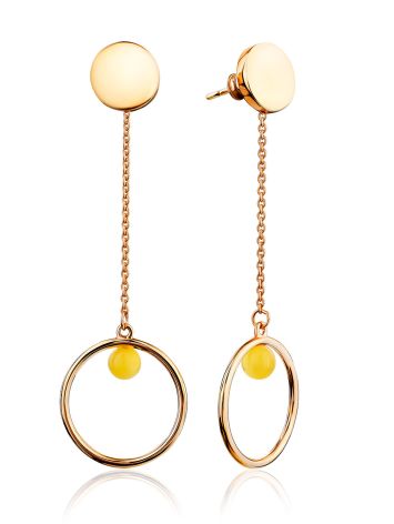 Refined Gilded Silver Chain Earrings With Natural Amber The Palazzo, image 
