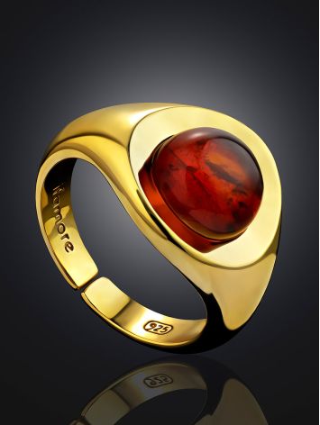Boho Chic Style Gilded Silver Amber Ring The Palazzo, Ring Size: Adjustable, image , picture 2