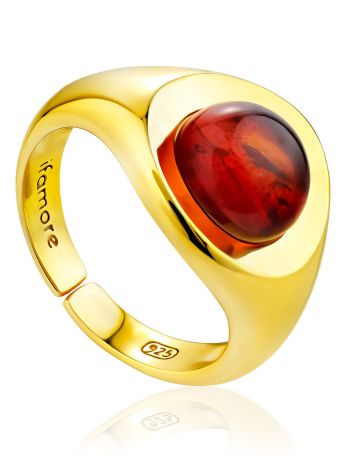Boho Chic Style Gilded Silver Amber Ring The Palazzo, Ring Size: Adjustable, image 