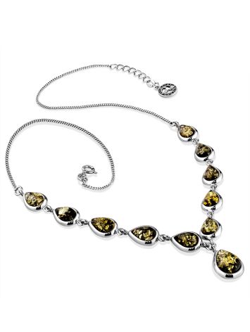 Refined Silver Necklace With Green Amber The Fiori, image , picture 3