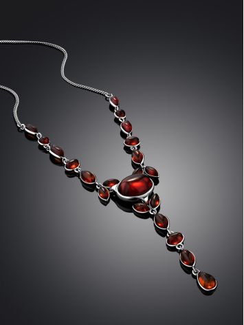 Refined Silver Necklace With Cognac Amber The Josephine, image , picture 3