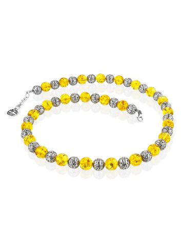 Stunning Amber And Silver Ball Beaded Necklace The Goddes, image , picture 4
