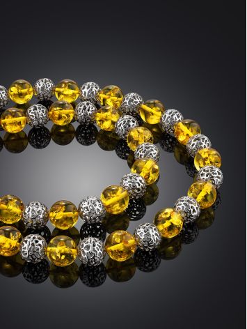 Stunning Amber And Silver Ball Beaded Necklace The Goddes, image , picture 3