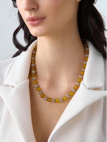 Stunning Amber And Silver Ball Beaded Necklace The Goddes, image , picture 2