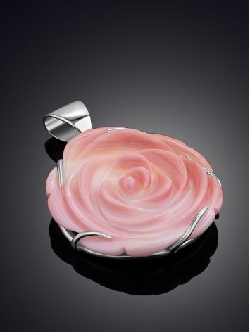 Chic Rose Motif Silver And Oyster Shell Pendant, image , picture 2