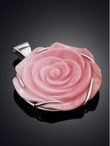 Charming Rose Motif Oyster Shell Pendant, image , picture 2
